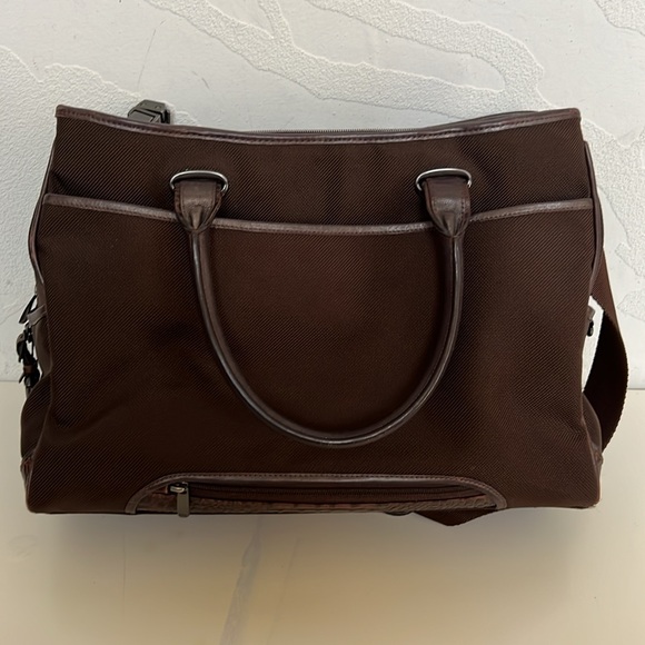 TUMI Women’s Brown Soft Multi Pocket Top Handle Crossbody Computer Bag w/ Pouch - Picture 3 of 12